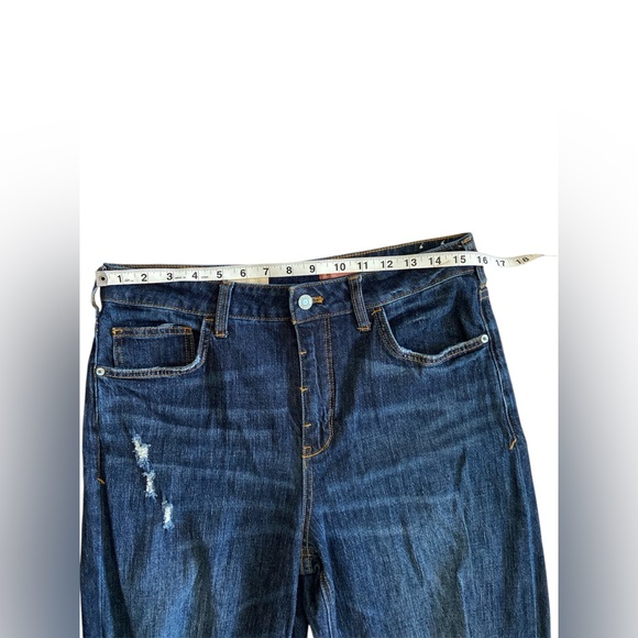 Anthropologie Pilcro Dark Blue Distressed The Bow Boyfriend Jeans 29 - Picture 10 of 14